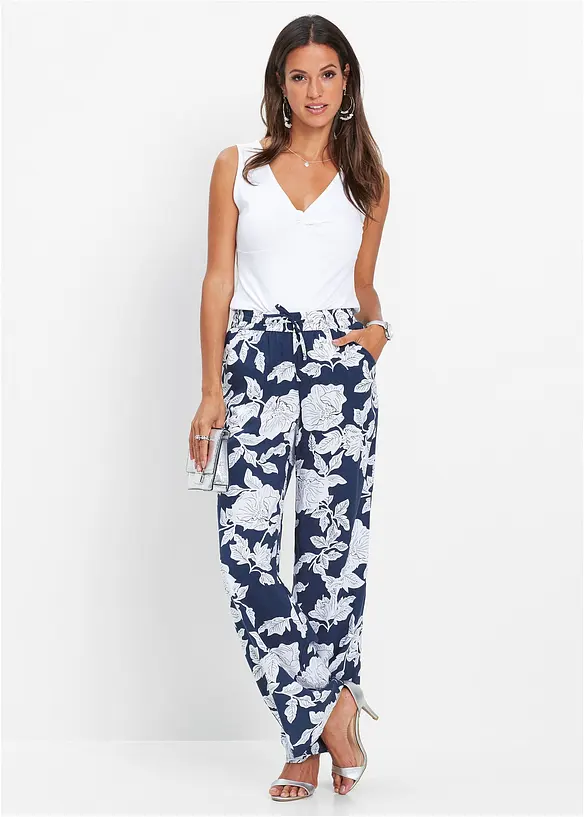 Pantalon palazzo imprimé en viscose, bonprix