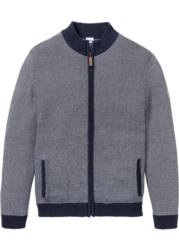 Gilet en maille 100% coton à col montant, bonprix