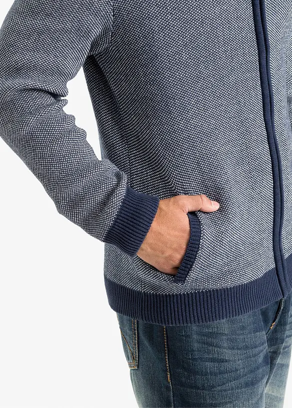 Gilet en maille 100% coton à col montant, bonprix