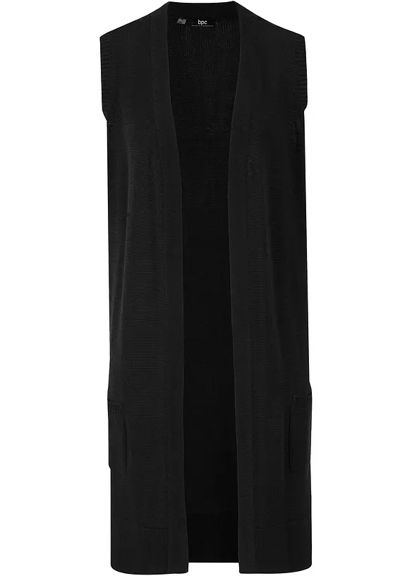 Gilet long sans manches en maille, bonprix