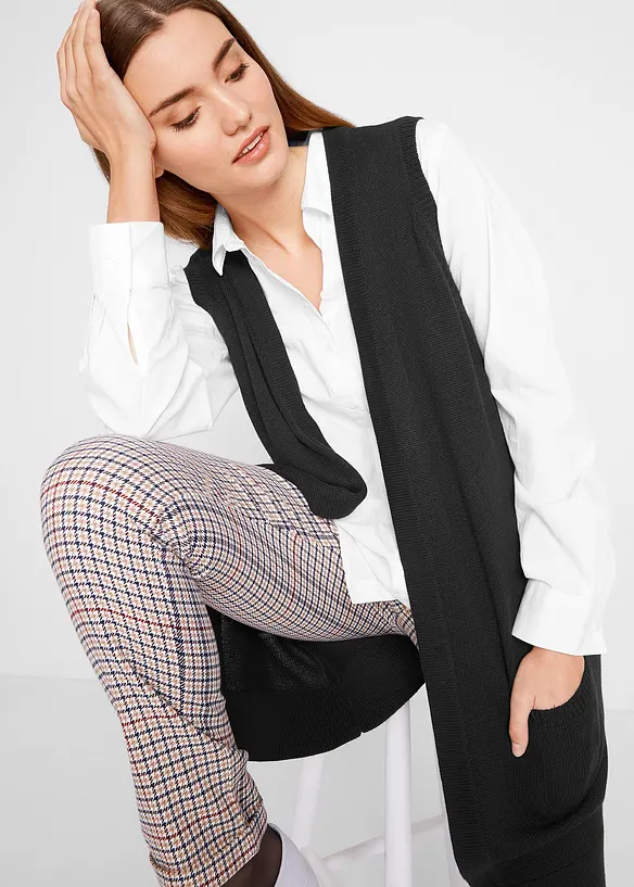 Gilet long sans manches en maille, bonprix