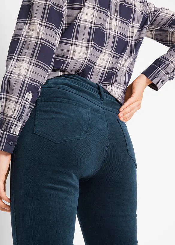 Pantalon droit en velours côtelé extensible, bonprix