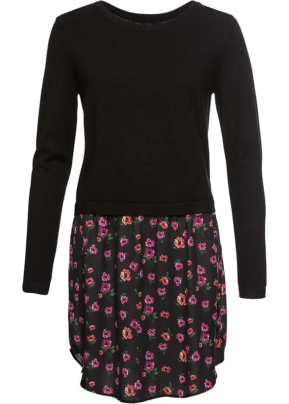 Robe pull en fine maille avec jupe montée, bonprix