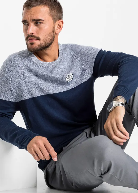 Pull en fine maille effet color block, bonprix