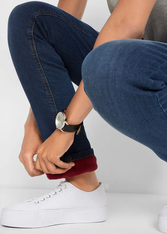 Jean droit taille haute, thermique, bonprix