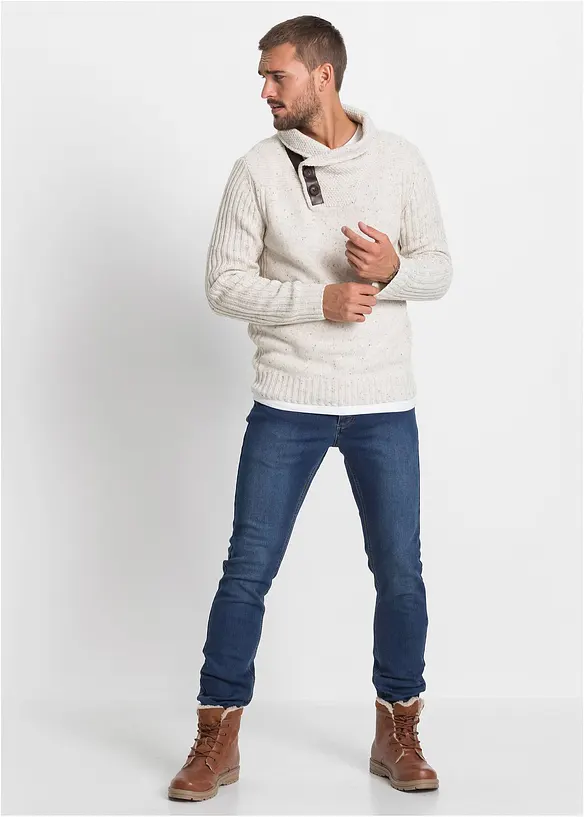 Pull en grosse maille à col châle, bonprix