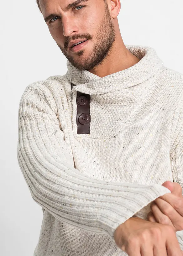 Pull en grosse maille à col châle, bonprix