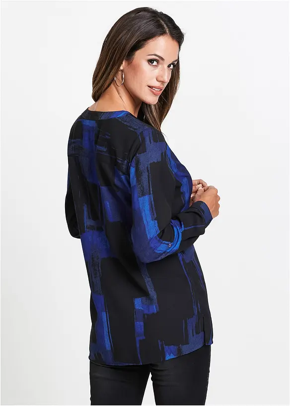 Chemisier long imprim&eacute; en mousseline, bonprix