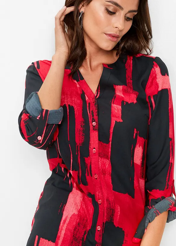 Chemisier long imprimé en mousseline, bonprix