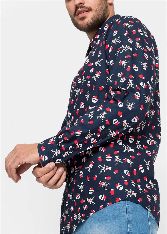 Chemise manches longues à imprimé Noël, Slim Fit, bonprix