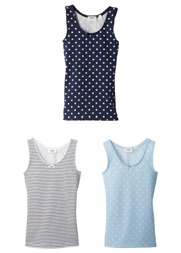 Lot de 3 maillots de corps en coton doux, bonprix