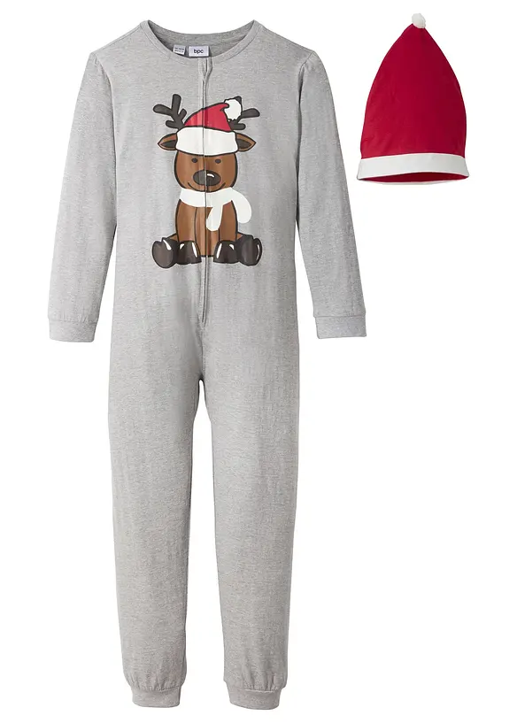 Combipyjama enfant + bonnet de Noël (ens. 2 pces), bonprix