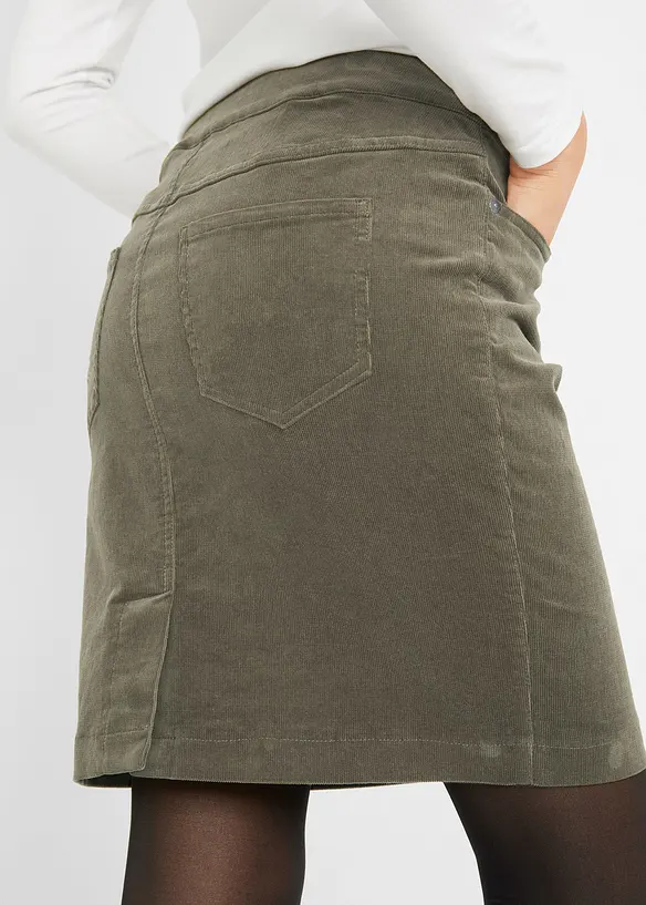 Jupe en velours côtelé extensible à ceinture élastiquée, bonprix