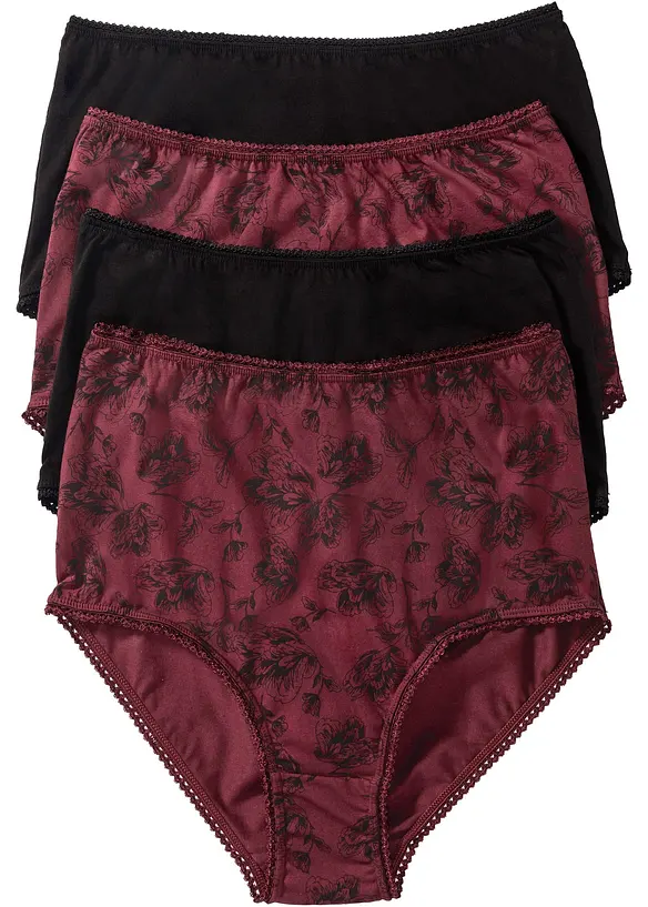 Lot de 4 slips taille haute coton, bonprix