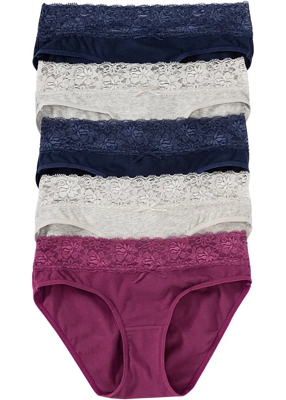 Lot de 5 slips à dentelle, bonprix