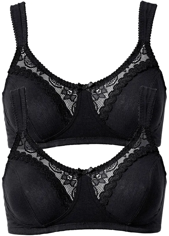 Lot de 2 soutiens-gorge coton sans armatures, bonprix