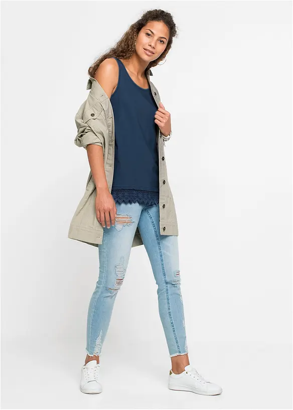 Lot de 2 débardeurs à dentelle, bonprix