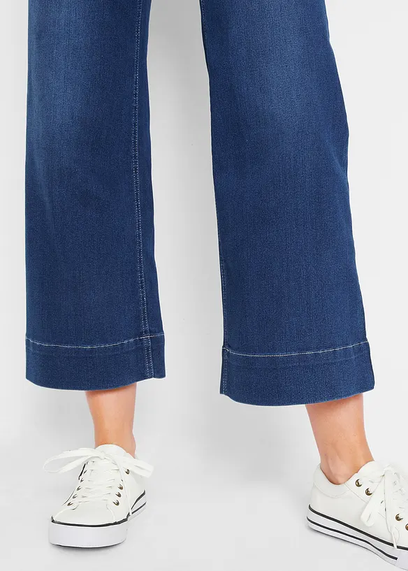 Jupe-culotte 7/8 en jean extensible ultra-doux, bonprix