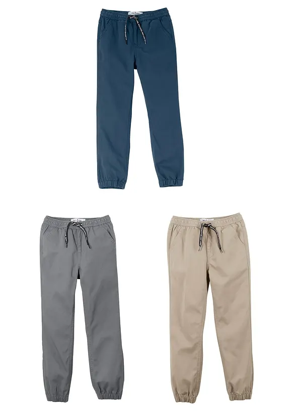 Lot de 3 pantalons à taille élastique, Regular Fit, bonprix