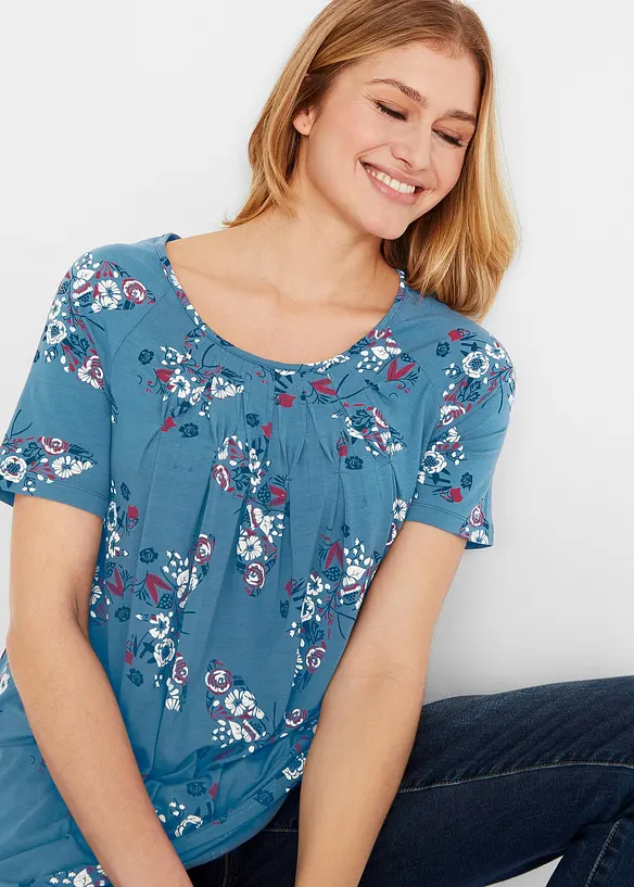 T-shirt long à pans, manches courtes, bonprix