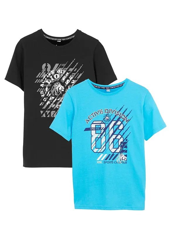 Lot de 2 T-shirts 100% coton, bonprix