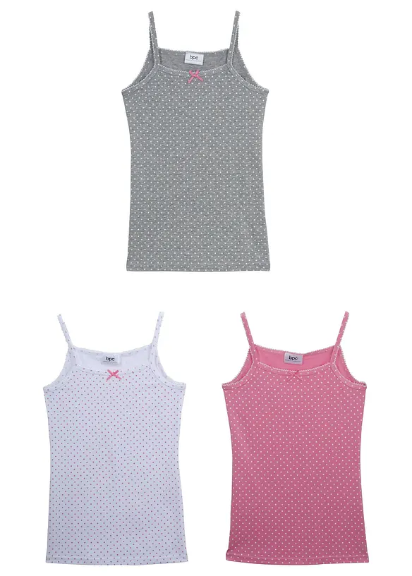 Lot de 3 débardeurs avec nœud en satin, bonprix