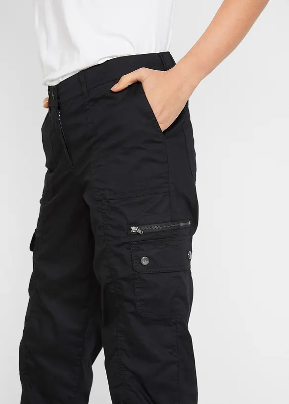 Jean cargo en coton, taille mi-haute, bonprix