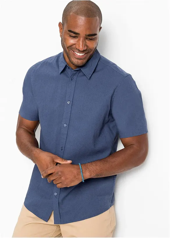 Chemise manches courtes en lin mélangé léger, bonprix