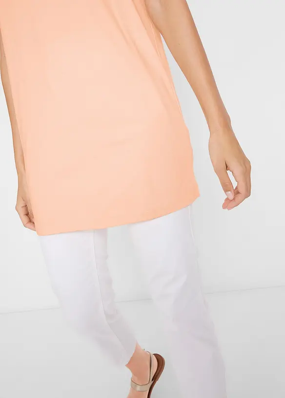 Lot de 2 T-shirts longs basiques, manches courtes, bonprix