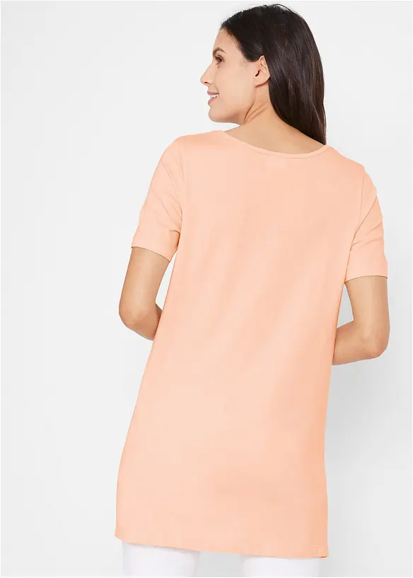 Lot de 2 T-shirts longs basiques, manches courtes, bonprix