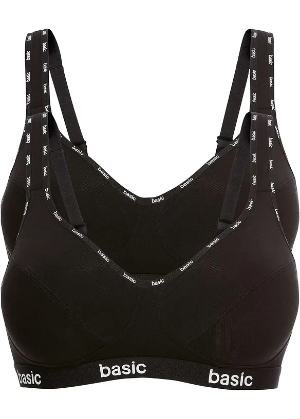 Lot de 2 soutiens-gorge coton sans armatures, bonprix