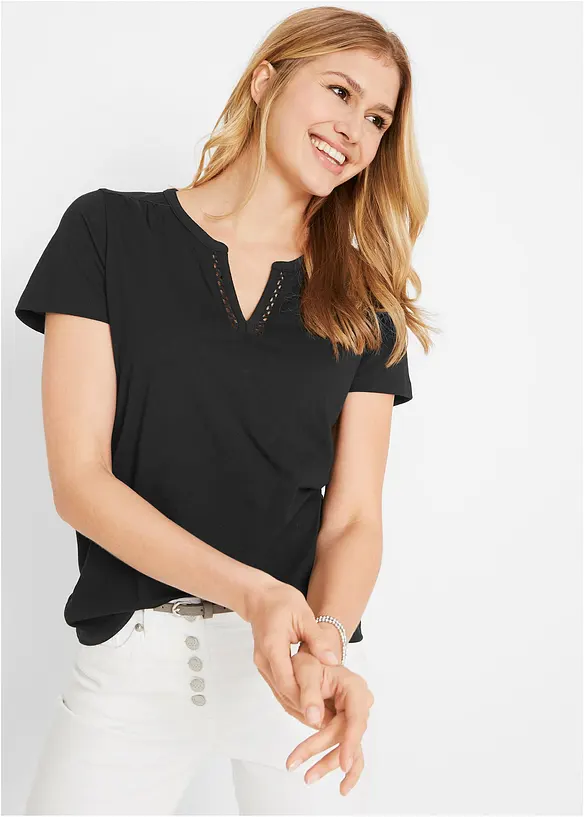 T-shirt &agrave; d&eacute;collet&eacute; d&eacute;coratif, bonprix