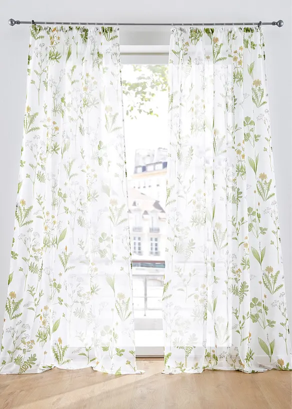 Voilage à imprimé floral avec polyester recyclé (1 pce), bonprix