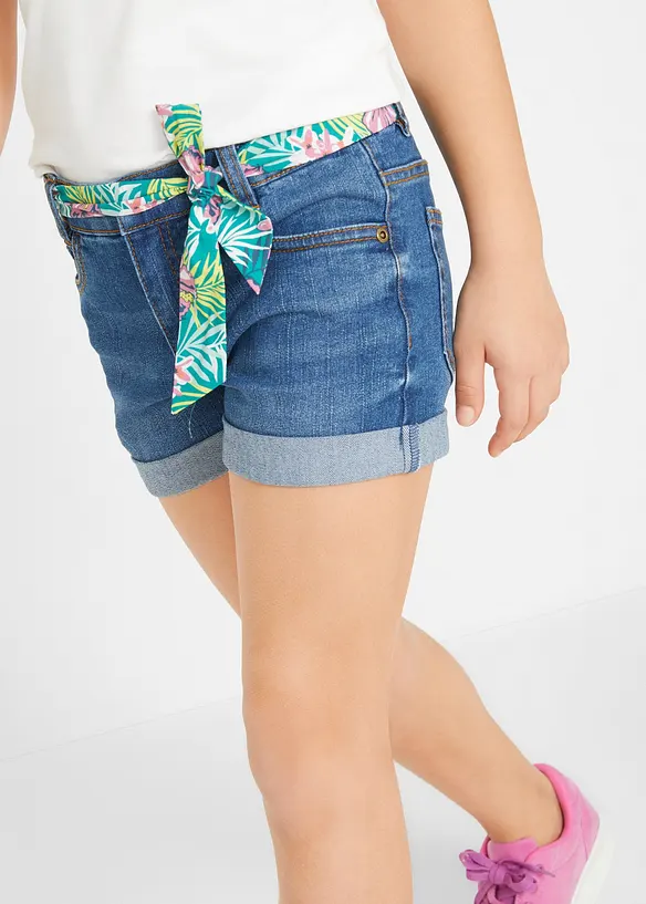 Short en jean extensible avec ceinture, bonprix