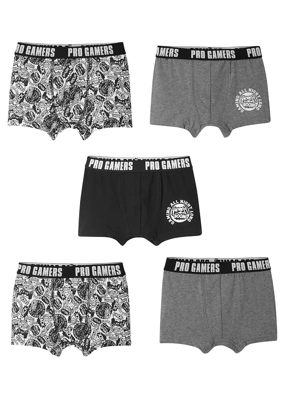 Lot de 5 boxers avec coton doux, bonprix