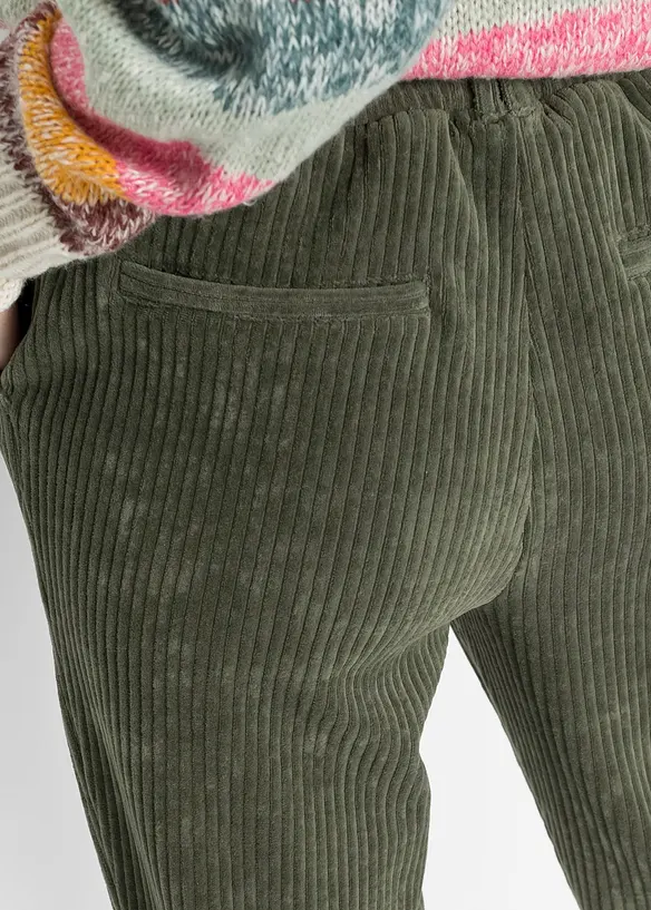 Pantalon en velours côtelé à taille élastiquée, bonprix