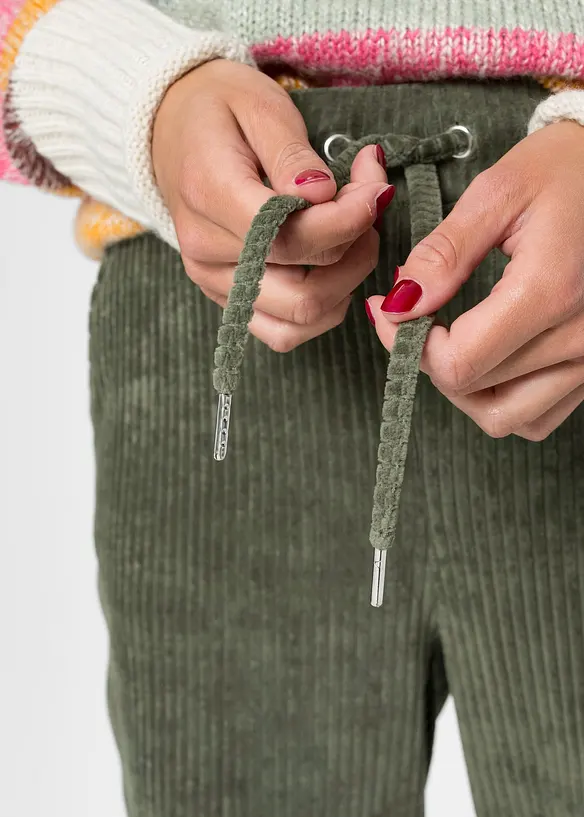 Pantalon en velours côtelé à taille élastiquée, bonprix