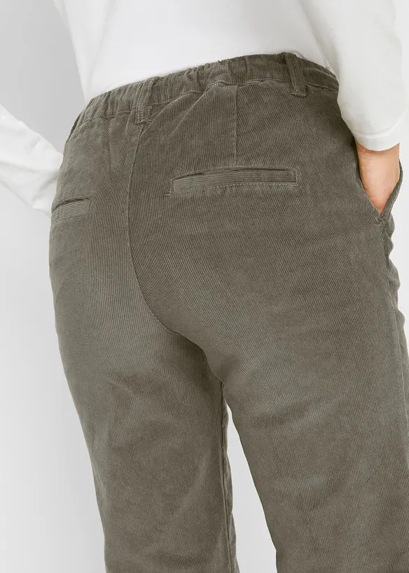 Pantalon en velours côtelé, taille élastiquée, bonprix