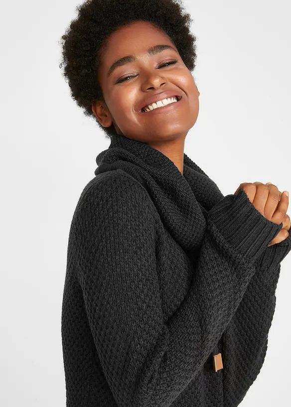 Robe en maille &agrave; col ch&acirc;le, bonprix