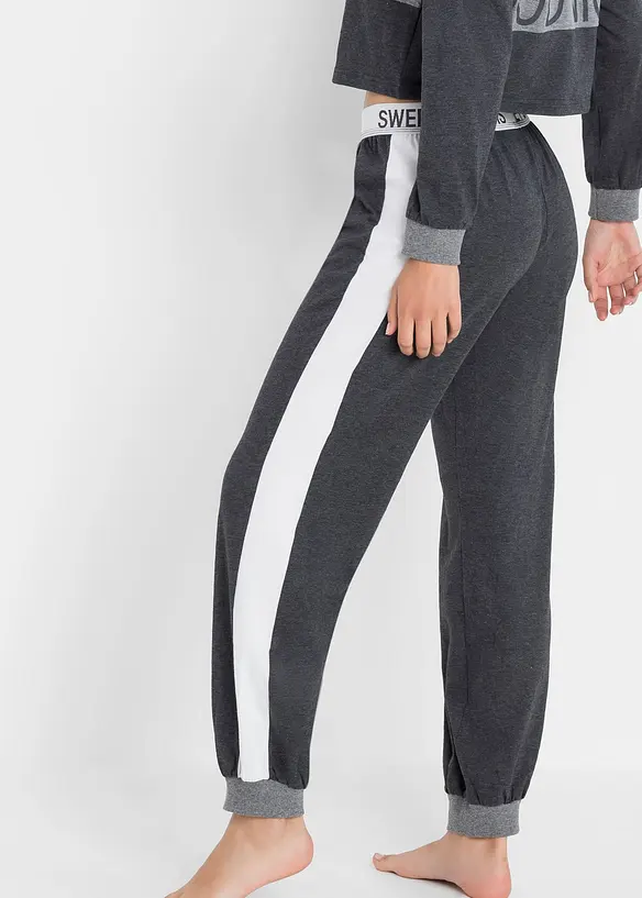 Pyjama avec T-shirt manches longues raccourci, bpc bonprix collection