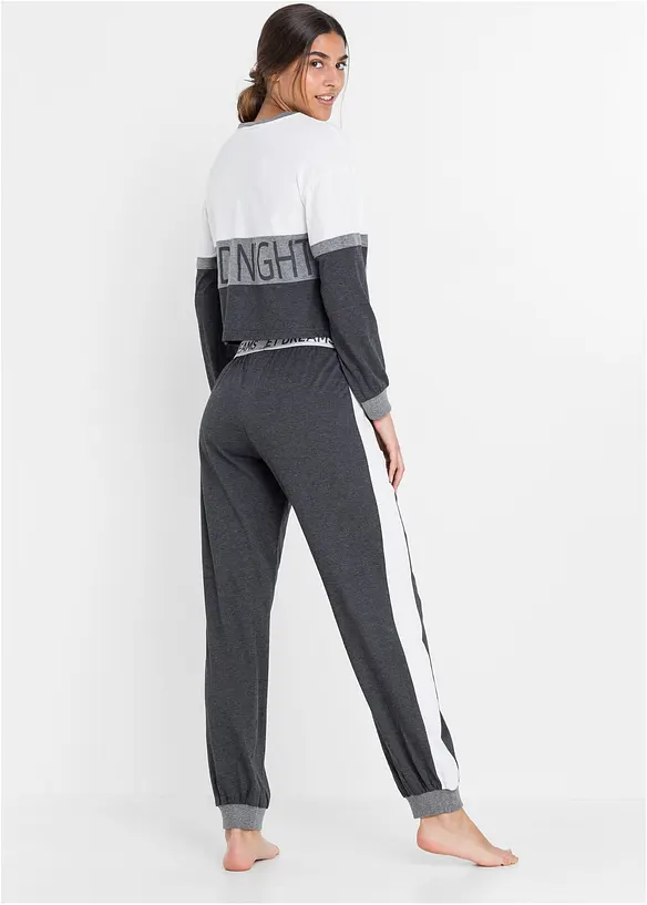 Pyjama avec T-shirt manches longues raccourci, bpc bonprix collection