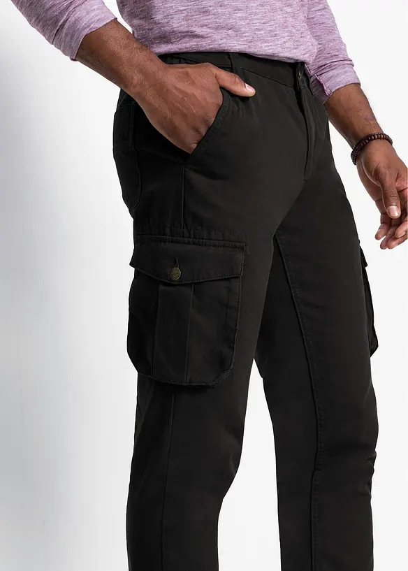 Pantalon cargo regular coupe confort, 100% coton, droit, bonprix