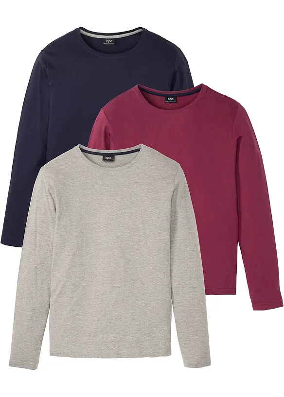 Lot de 3 T-shirts manches longues, bonprix
