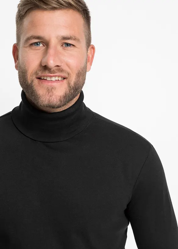 T-shirt manches longues à col roulé 100% coton, bonprix