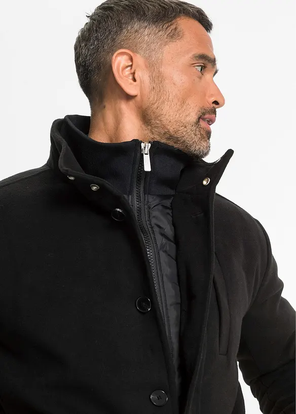 Veste d’hiver aspect laine avec empiècement coupe-vent, bonprix