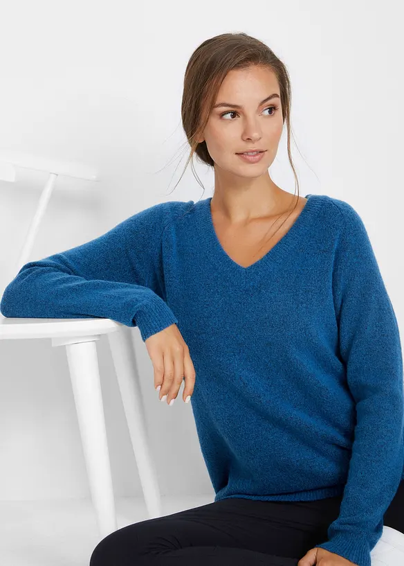 Pull en maille col V, bonprix