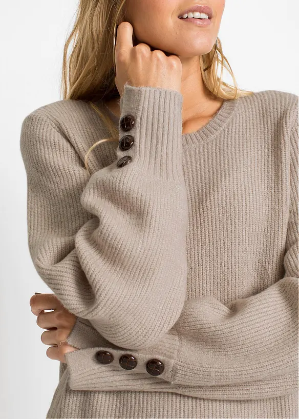 Pull long &agrave; boutons, bonprix