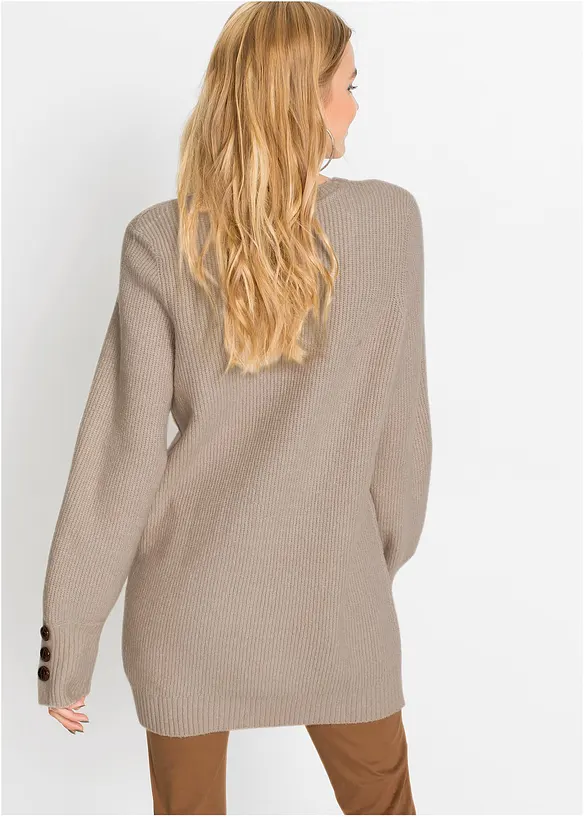 Pull long &agrave; boutons, bonprix