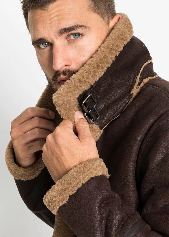 Blouson enduit doublé sherpa, bonprix