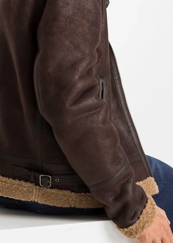 Blouson enduit doublé sherpa, bonprix